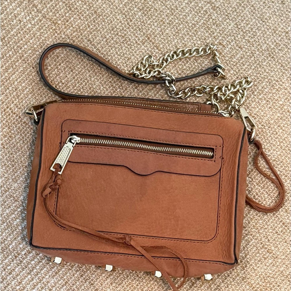 Rebecca Minkoff Tan Crossbody Bag with Gold Chain